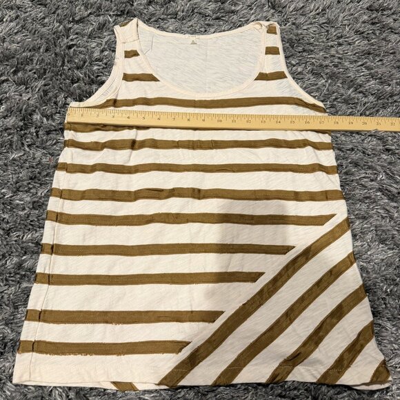 J.Crew Womens Medium Sleeveless Striped Tank Top Beige & Brown Cotton/Silk - Picture 3 of 9